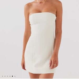 Peppermayo Strapless Cream Mini Dress